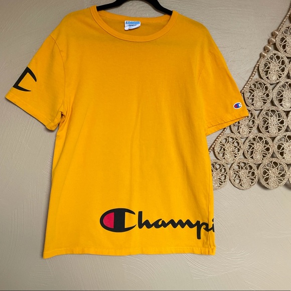Champion Other - Champion Bright Yellow Champion Logo T Shirt, M